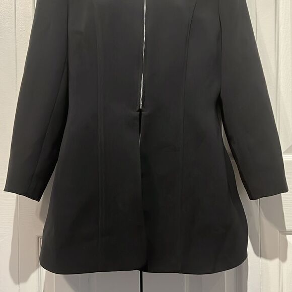 Wayne Clark Black Lined Half Zip Blazer Size 10 - Picture 4 of 12